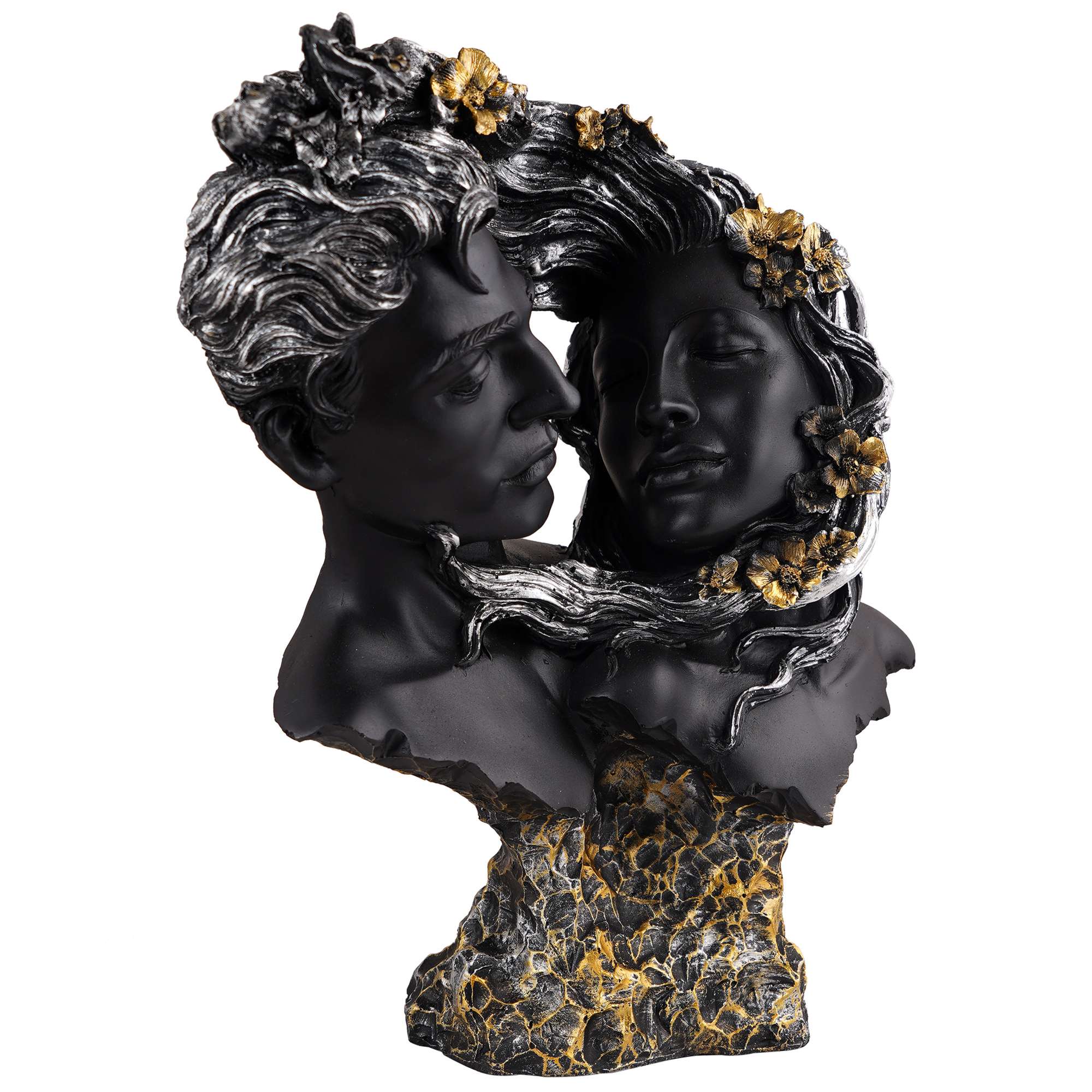 Love Couple Face Statue black and golden Showpiece for Home Decor Valentine Day Gift | Resin Decorative Showpiece showpiece - Image 3