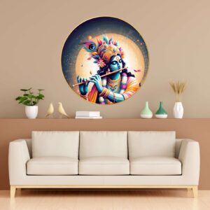 Wall Painting for Wall Decoration with Frame Sparkle Glossy Round Golden Framed Large Painting Office, Living Room, Bedroom, Home Decoration
