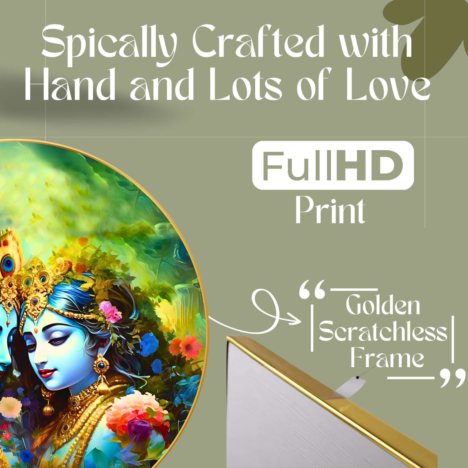 Wall Painting for Wall Decoration with Frame Sparkle Glossy Round Golden Framed Large Painting Office, Living Room, Bedroom, Home Decoration - Image 3