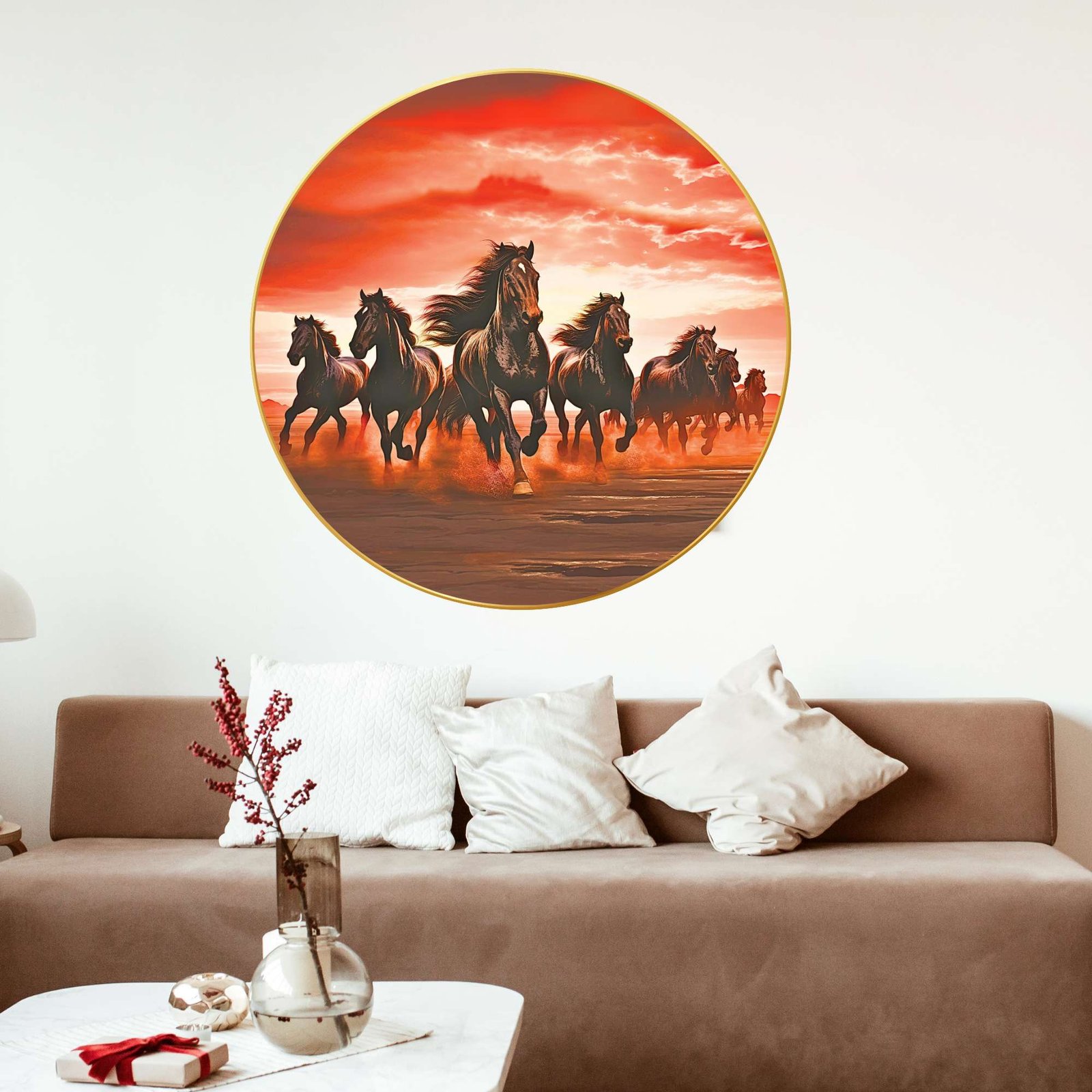 Wall Painting for Wall Decoration with Frame Sparkle Glossy Round Golden Framed Large Painting Office, Living Room, Bedroom, Home Decoration - Image 3